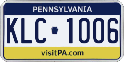 PA license plate KLC1006