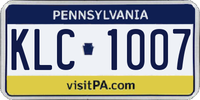 PA license plate KLC1007