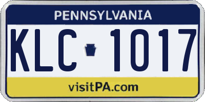 PA license plate KLC1017