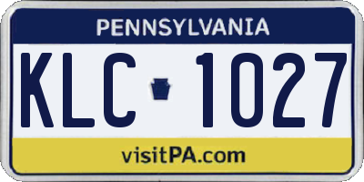 PA license plate KLC1027
