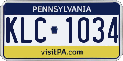 PA license plate KLC1034