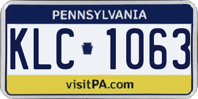 PA license plate KLC1063