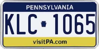 PA license plate KLC1065