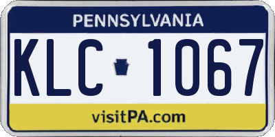 PA license plate KLC1067