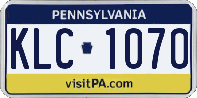 PA license plate KLC1070