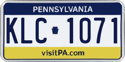 PA license plate KLC1071