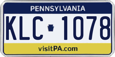 PA license plate KLC1078