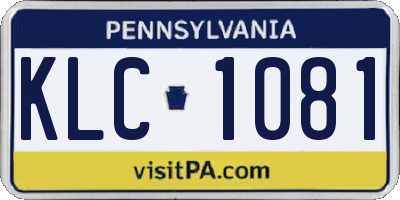 PA license plate KLC1081