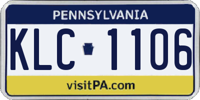 PA license plate KLC1106