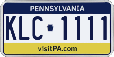 PA license plate KLC1111