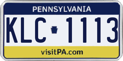 PA license plate KLC1113