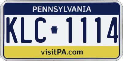 PA license plate KLC1114