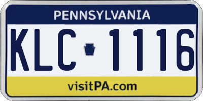 PA license plate KLC1116