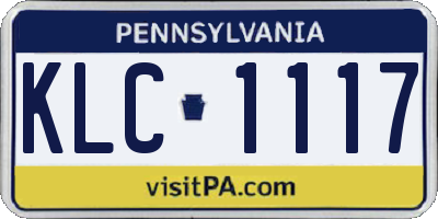 PA license plate KLC1117