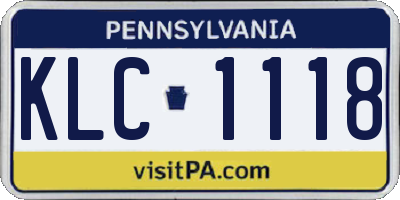 PA license plate KLC1118