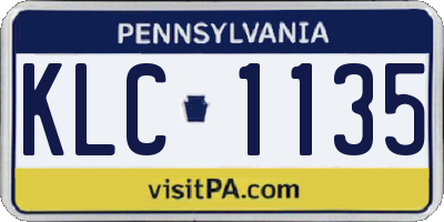 PA license plate KLC1135