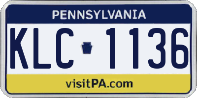PA license plate KLC1136