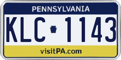 PA license plate KLC1143