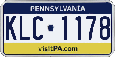 PA license plate KLC1178