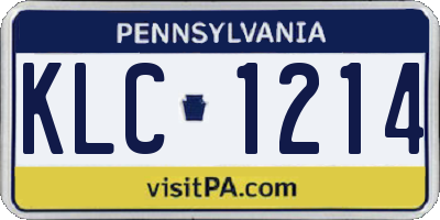 PA license plate KLC1214