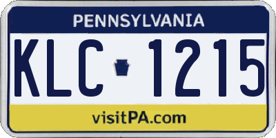 PA license plate KLC1215