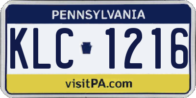 PA license plate KLC1216