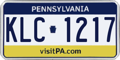 PA license plate KLC1217