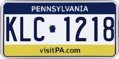PA license plate KLC1218