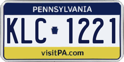 PA license plate KLC1221