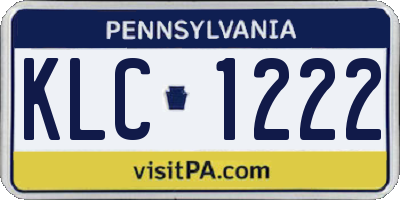PA license plate KLC1222