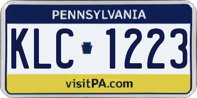 PA license plate KLC1223
