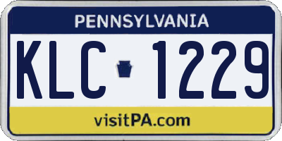 PA license plate KLC1229