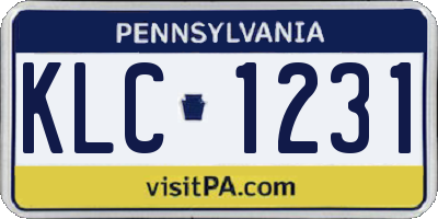 PA license plate KLC1231
