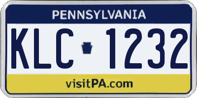PA license plate KLC1232