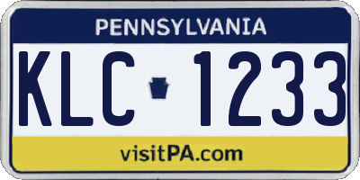 PA license plate KLC1233