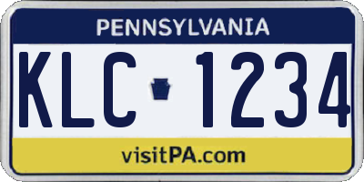 PA license plate KLC1234