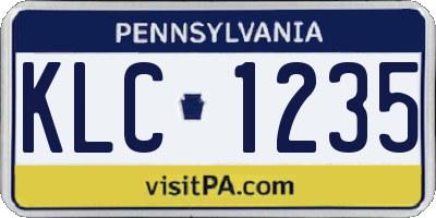 PA license plate KLC1235