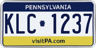 PA license plate KLC1237