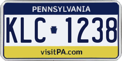 PA license plate KLC1238