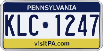 PA license plate KLC1247