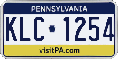 PA license plate KLC1254