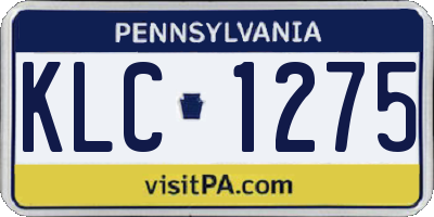 PA license plate KLC1275