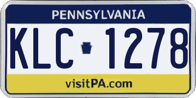 PA license plate KLC1278
