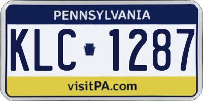 PA license plate KLC1287