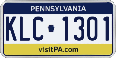 PA license plate KLC1301