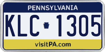 PA license plate KLC1305