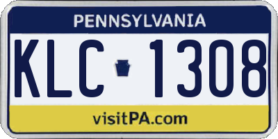 PA license plate KLC1308