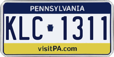 PA license plate KLC1311