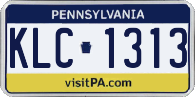 PA license plate KLC1313