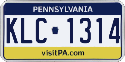 PA license plate KLC1314